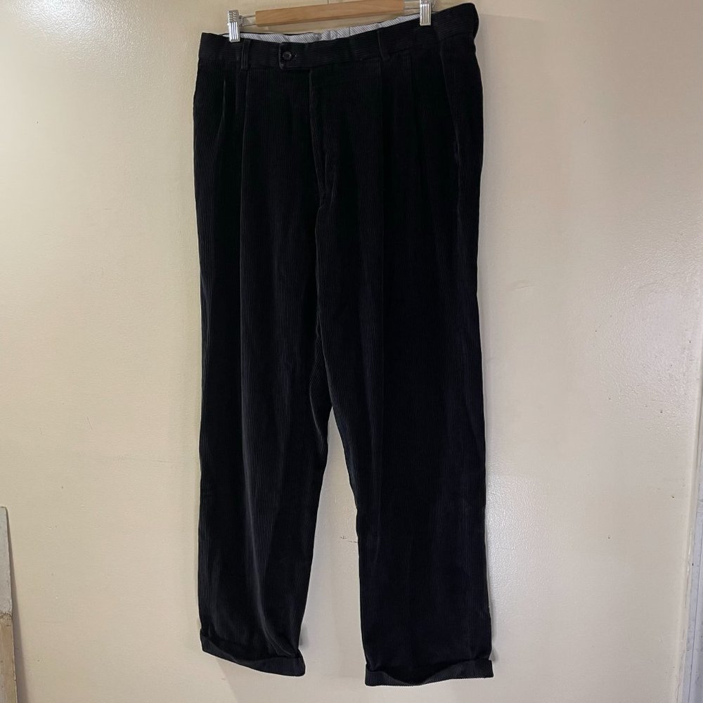 Grant Thomas Black Corduroy Folded Pants Size 36x42 Tall
